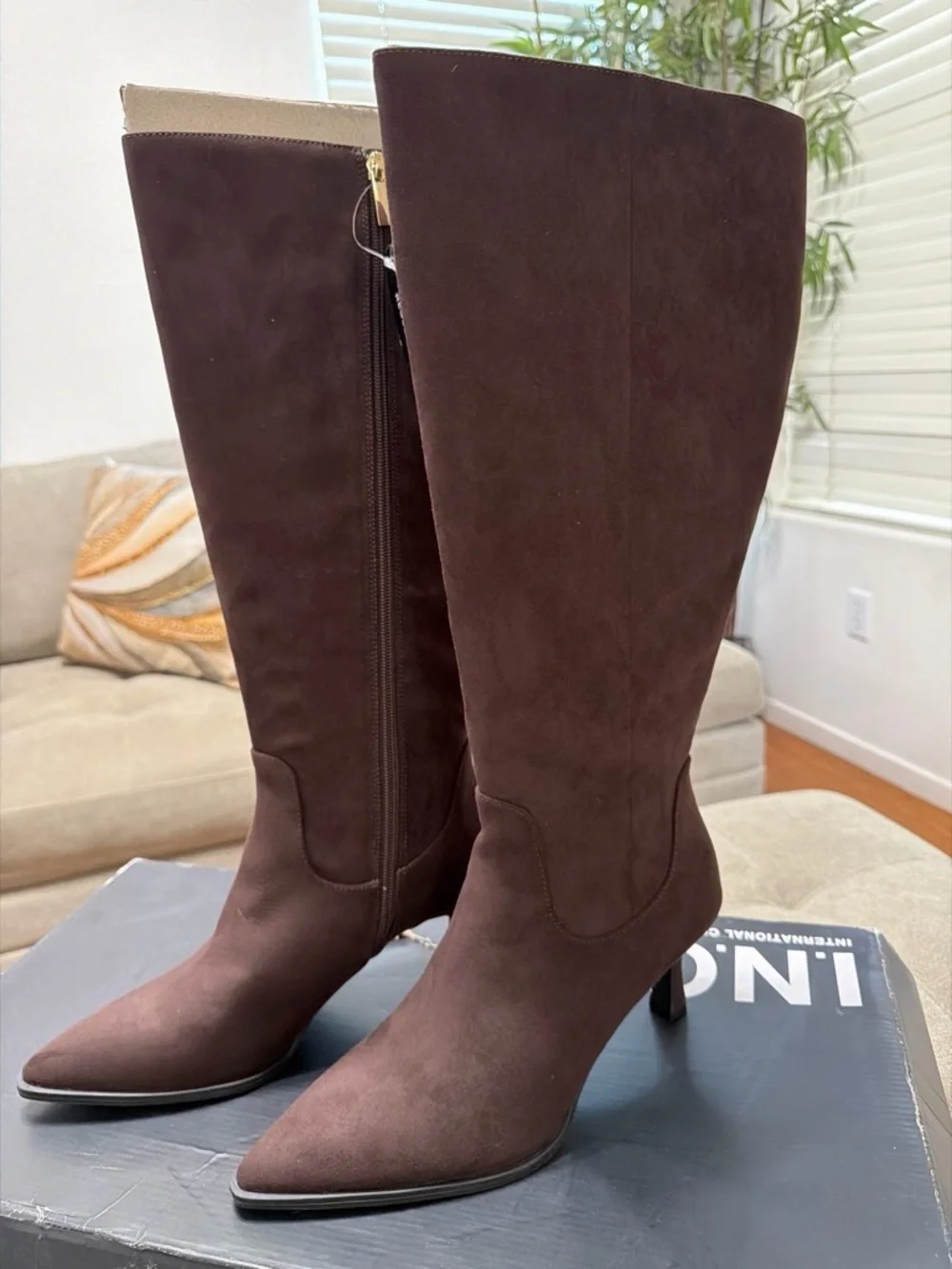 INC International Concepts Dark Brown Over‑The‑Knee wide calf Boots
